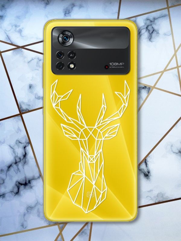 Прозорий чохол на Xiaomi Poco X4 Pro Олень (принт 129)