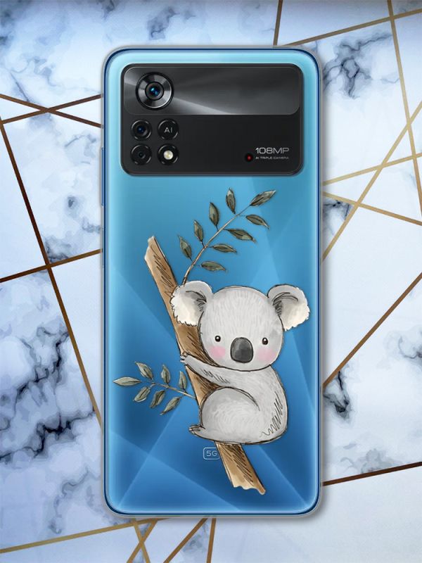 Прозорий чохол на Xiaomi Poco X4 Pro Коала (принт 132)