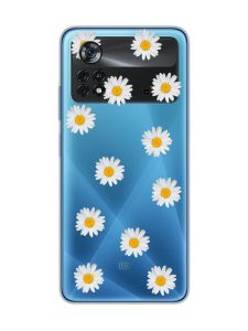 Прозорий чохол на Xiaomi Poco X4 Pro Фон ромашки (принт 41)