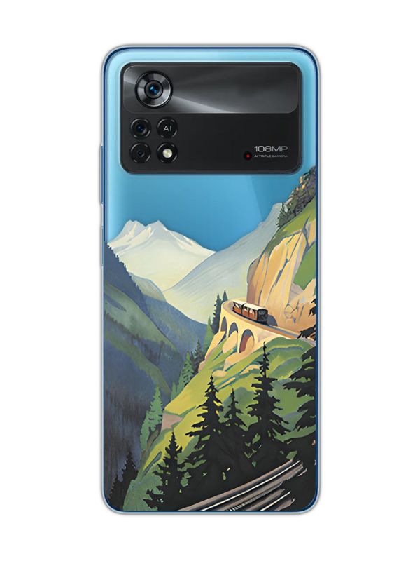 Напівпрозорий чохол на Xiaomi Poco X4 Pro дизайн Гори (принт 87)