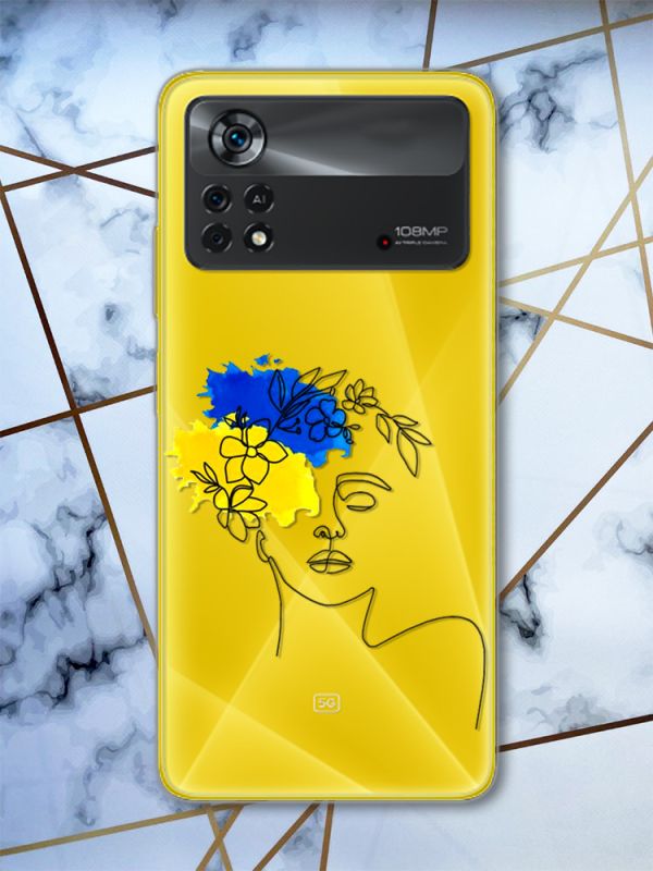 Прозорий чохол на Xiaomi Poco X4 Pro патріотичний дизайн Українка Арт (принт 3)
