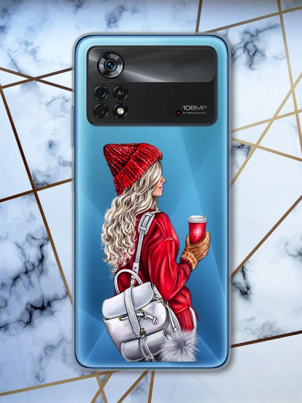 Прозорий чохол на Xiaomi Poco X4 Pro Дівчина з рюкзаком (принт 9)