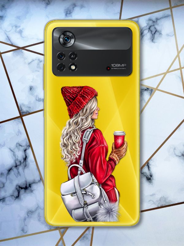 Прозорий чохол на Xiaomi Poco X4 Pro Дівчина з рюкзаком (принт 9)
