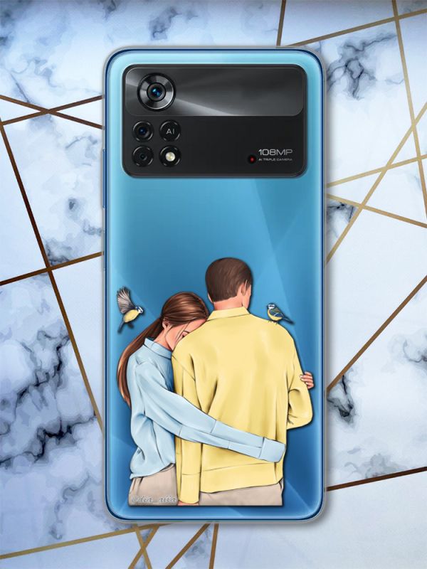 Прозорий чохол на Xiaomi Poco X4 Pro патріотичний дизайн Українська пара (принт 14)