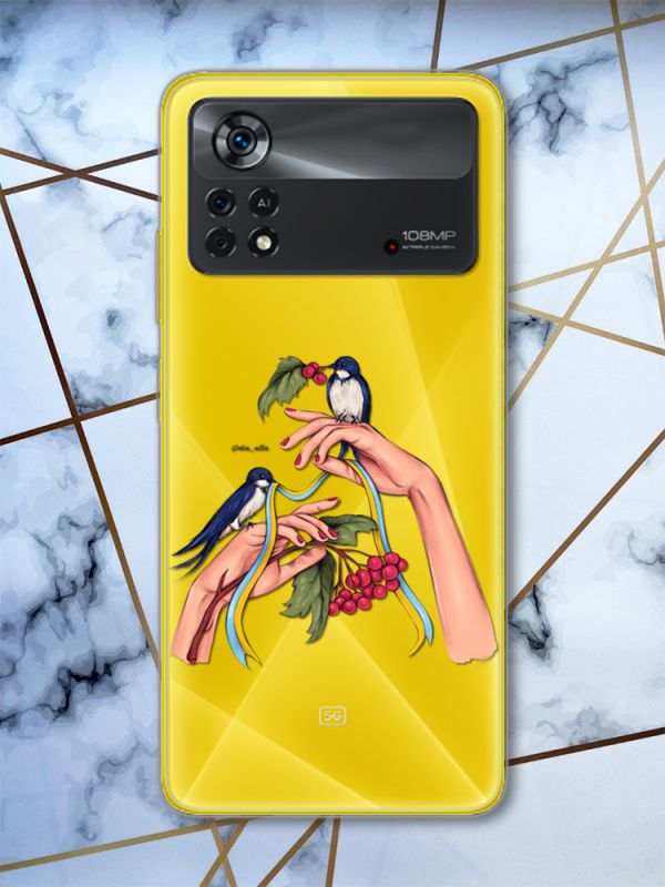 Прозорий чохол на Xiaomi Poco X4 Pro патріотичний дизайн Ластівки (принт 15)