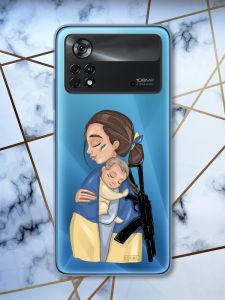 Прозорий чохол на Xiaomi Poco X4 Pro патріотичний дизайн Захисниця (принт 20)