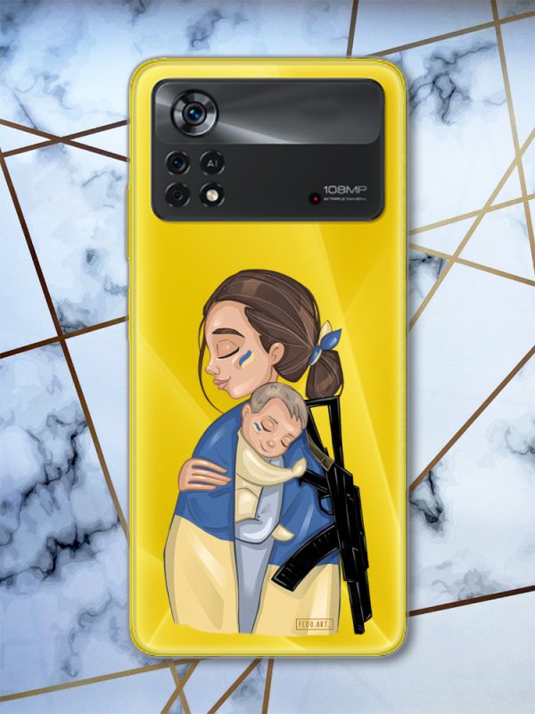Прозорий чохол на Xiaomi Poco X4 Pro патріотичний дизайн Захисниця (принт 20)