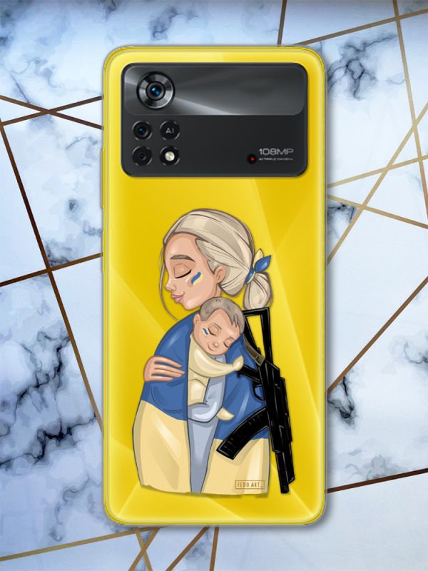 Прозорий чохол на Xiaomi Poco X4 Pro патріотичний дизайн Захисниця (принт 21)