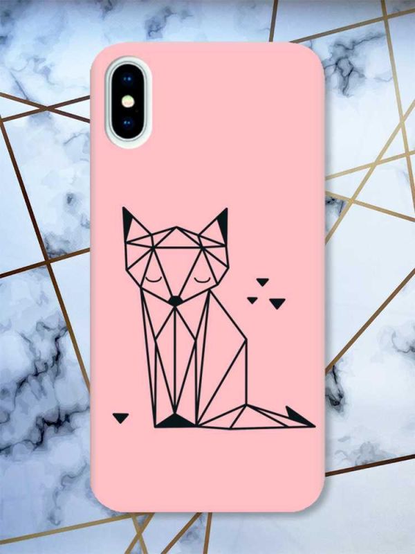 Матовий рожевий чохол на iPhone X / Xs Лисиця (принт 126)