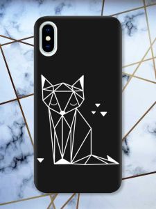 Матовий чорний чохол на iPhone X / Xs Лисиця (принт 127)