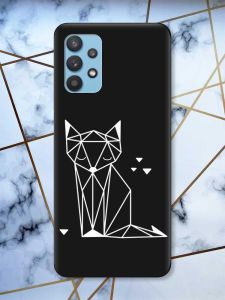 Матовий чорний чохол на Samsung Galaxy A32 Лисиця (принт 127)