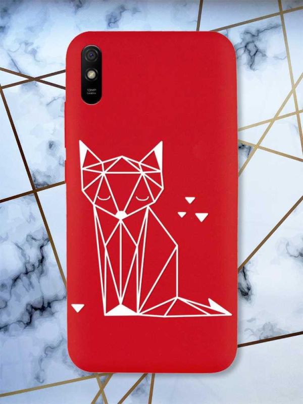 Матовий червоний чохол на Xiaomi Redmi 9A Лисиця (принт 127)