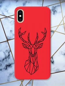 Матовий червоний чохол на iPhone XS MAX Олень (принт 128)
