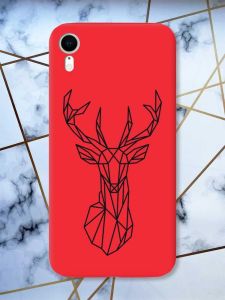 Матовий червоний чохол на Apple iPhone XR Олень (принт 128)