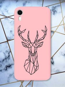 Матовий рожевий чохол на Apple iPhone XR Олень (принт 128)