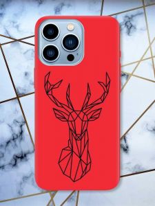 Матовий червоний чохол на Apple iPhone 13 Pro Max Олень (принт 128)