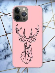 Матовий рожевий чохол на Apple iPhone 13 Pro Олень (принт 128)
