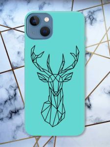 Матовий бірюзовий чохол на Apple iPhone 13 Олень (принт 128)