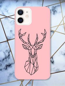Матовий рожевий чохол на Apple iPhone 12 / 12 Pro (6.1) Олень (принт 128)
