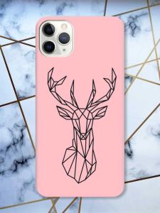 Матовий рожевий чохол на iPhone 11 Pro Max (6.5) Олень (принт 128)