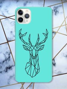 Матовий бірюзовий чохол на iPhone 11 Pro Max (6.5) Олень (принт 128)
