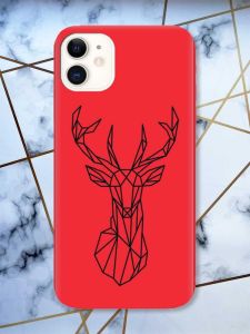 Матовий червоний чохол на Apple iPhone 11 (6.1) Олень (принт 128)