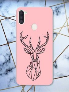 Матовий рожевий чохол на Samsung Galaxy A11 Олень (принт 128)