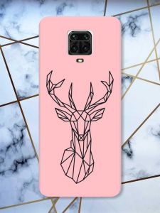 Матовий рожевий чохол на Xiaomi Redmi Note 9 Pro / 9S / 9 Pro Max Олень (принт 128)
