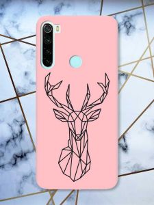 Матовий рожевий чохол на Xiaomi Redmi Note 8 Олень (принт 128)
