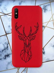 Матовий червоний чохол на Xiaomi Redmi 9A Олень (принт 128)