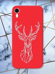 Матовий червоний чохол на Apple iPhone XR Олень (принт 129)