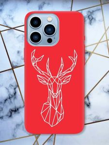 Матовий червоний чохол на Apple iPhone 13 Pro Max Олень (принт 129)