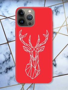 Матовий червоний чохол на Apple iPhone 13 Pro Олень (принт 129)