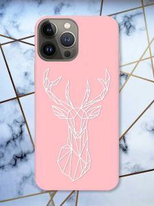 Матовий рожевий чохол на Apple iPhone 13 Pro Олень (принт 129)