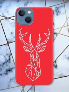 Матовий червоний чохол на Apple iPhone 13 Олень (принт 129)