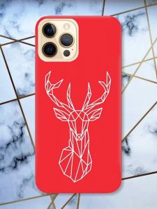 Матовий червоний чохол на Apple iPhone 12 Pro Max Олень (принт 129)