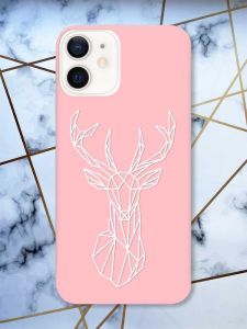 Матовий рожевий чохол на Apple iPhone 12 / 12 Pro (6.1) Олень (принт 129)