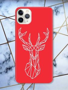 Матовий червоний чохол на iPhone 11 Pro Max (6.5) Олень (принт 129)