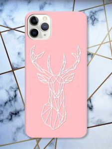 Матовий рожевий чохол на iPhone 11 Pro Max (6.5) Олень (принт 129)
