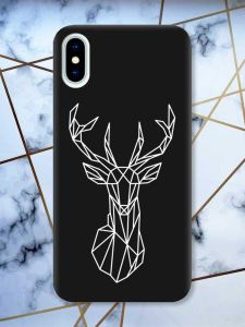 Матовий чорний чохол на iPhone X / Xs Олень (принт 129)