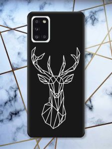 Матовий чорний чохол на Samsung Galaxy A31 Олень (принт 129)
