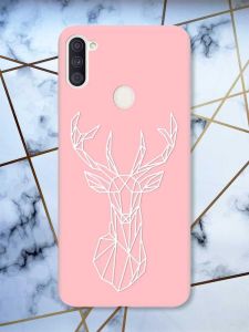 Матовий рожевий чохол на Samsung Galaxy A11 Олень (принт 129)