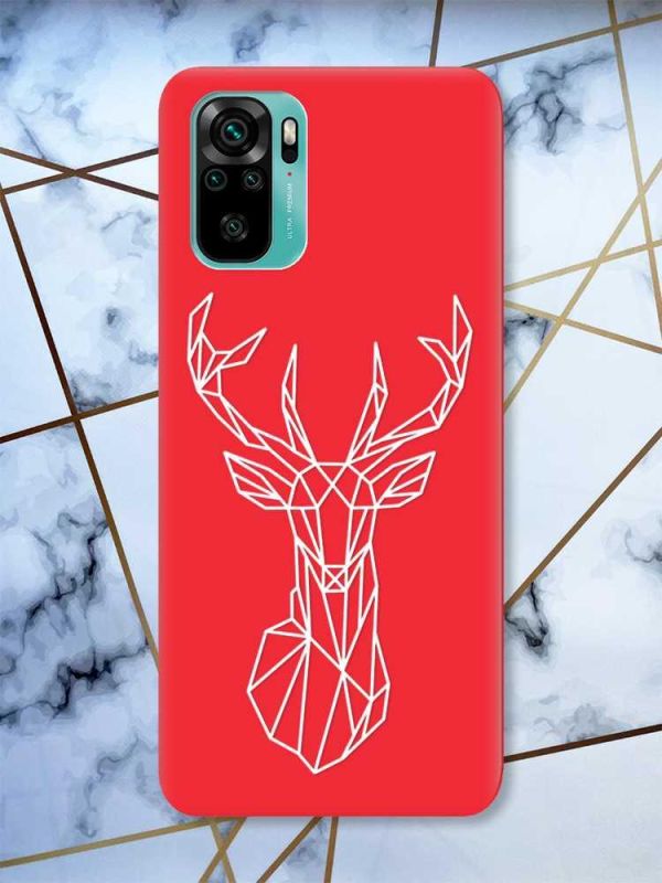 Матовий червоний чохол на Xiaomi Redmi Note 10 / Note 10s Олень (принт 129)