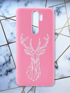 Матовий рожевий чохол на Xiaomi Redmi Note 8 Pro Олень (принт 129)