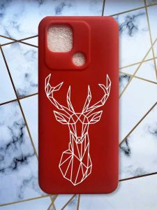 Матовий червоний чохол на Xiaomi Redmi 10C Олень (принт 129)