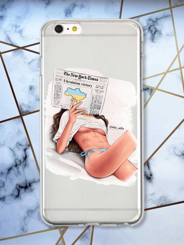 Прозорий чохол на iPhone 6+/6 Plus Дівчина з газетою (принт 31)