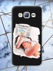 Матовий чорний чохол на Samsung Galaxy J3 / J310 Дівчина з газетою (принт 31)