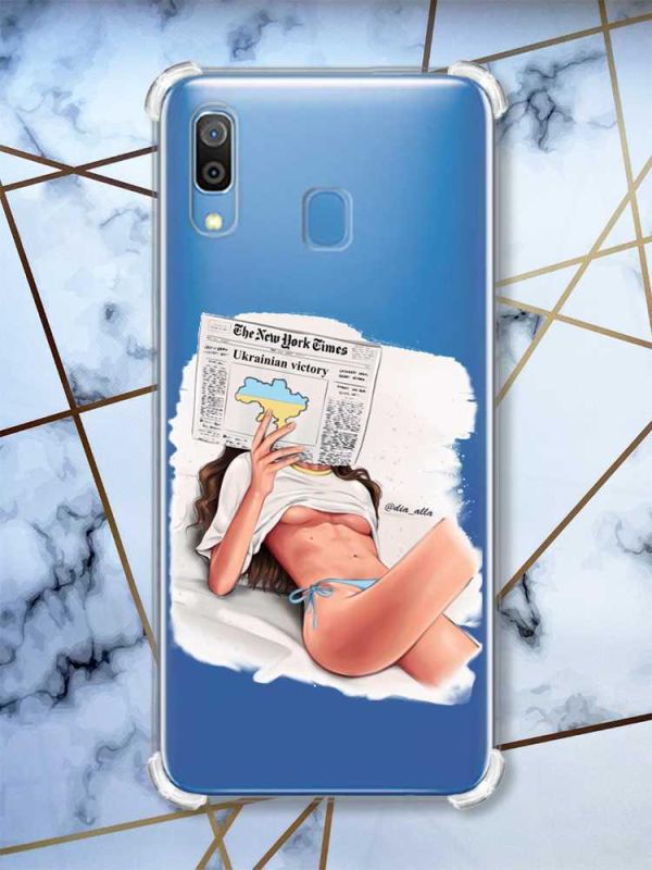 Чохол з потовщеними кутами на Samsung Galaxy A30 (2019) / A20 (2019) Дівчина з газетою (принт 31)