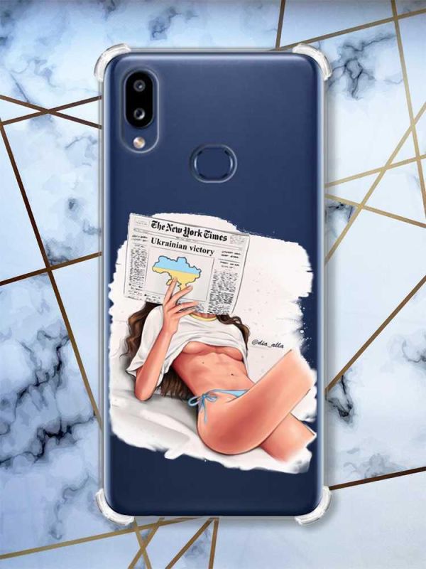 Чохол з потовщеними кутами на Samsung Galaxy A10s/A107 Дівчина з газетою (принт 31)