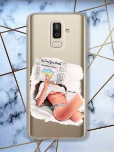 Прозорий чохол для Samsung Galaxy J8 (2018)  Дівчина з газетою (принт 31)